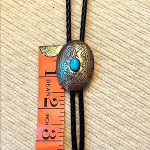 Turquoise & Sterling Silver Bolo Leather Tie Vintage!